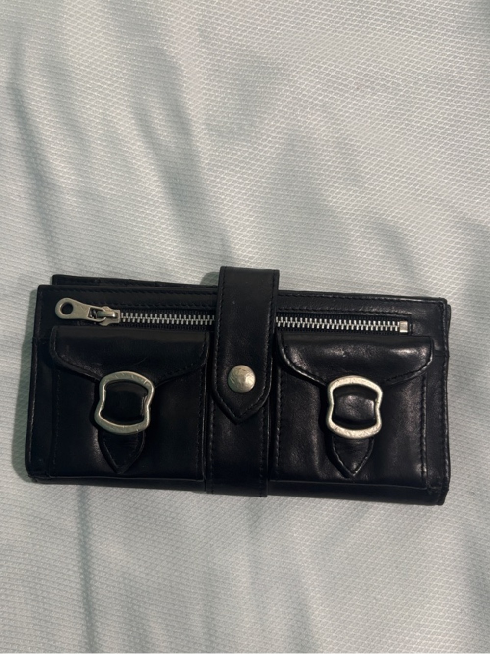 Armani Exchange Black Leather Snap Wallet